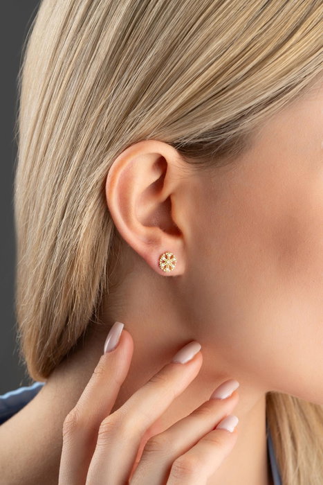 Heliophilia Silver Pendientes de Plata de Ley 925 con Baño de Oro y Circón Heliophilia Silver Pendientes de Plata de Ley 925 con Baño de Oro y Circón